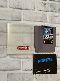Nintendo Popeye NES 5 Screw Cartridge & Manual + Clear Case EXCELLENT Condition