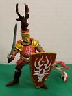 2007 Papo Knight Deer Antlers Red Medieval Sword Shield Action Figure 4.5”