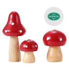 SUPVOX 3pcs Mushrooms Miniature Figurines Mini Wooden Mushrooms Fairy Garden ...