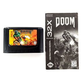 Doom (Sega 32X, 1994) Authentic Cartridge w/ Manual Tested & Works