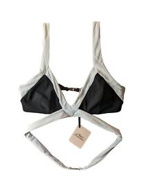 AGENT PROVOCATEUR Mazzy Bikini Top Contrast Black White UK12 NEW RRP 115
