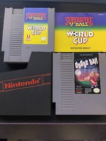 NES Game Lot- Dodge Ball, Super Spike V’Ball With Instruction Manual