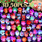 3D Nucifer 50 Pcs Christmas Light up Rings Christmas Party Favors for Kids Adult
