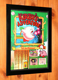 1993 Kirby's Adventure NES Game Boy Vintage Small Promo Poster / Ad Page Framed