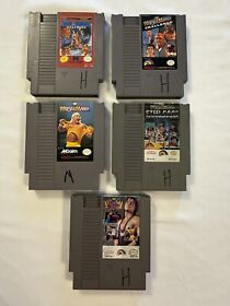 Nintendo NES 5 Wrestling Game Bundle Lot,  Wrestlemania WWF King of the Ring