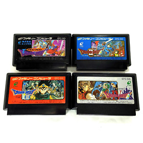 Lot of 4 Dragon Quest 1 2 3 4 FC Nintendo Famicom Game Acutual Item NES Japan