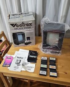 Vectrex Arcade System 1982 HP-3000 Console OPEN BOX MATCHING SERIAL! 6 GAMES!!