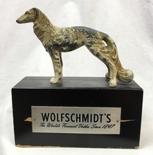 Wolfschmidt's Borzoi Russian Wolfhound Spelter Statue, Rare, Vintage