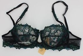 NWT Lise Charmel ACC3088C "Dressing Floral" Balconette, Soft Cup Lace Bra, Green