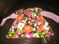 Carters Floral Print Long Sleeve Cotton Top Pink Orange Brown 6 Months GUC