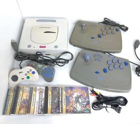 Sega Saturn White Console Bundle w/ 2 Arcade Stick 2 controller 5 Japan games