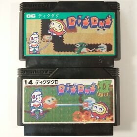 Dig Dug I & II 1 & 2 Game Lot (Nintendo Famicom FC NES) Japan Import