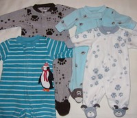 CARTER'S BABY BOY 1PC PREEMIE NEWBORN BLANKET SLEEPER FOOTED FLEECE PAJAMAS