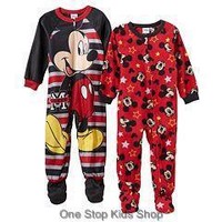 MICKEY MOUSE Toddler Boys 2T 3T 4T Footed Pajamas BLANKET SLEEPER Pjs Disney