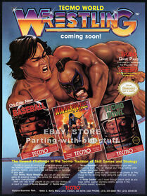 TECMO WORLD WRESTLING__Original 1990 Impreso comercial ANUNCIO/promoción de juego__Nintendo__NES