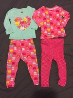 Pre-owned Candlesticks Baby Girl 4pc Pajamas Cat Print Size 12 Month
