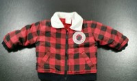 Baby Togs Coat Black and Red Plaid Wildlife Camp Nature Reserve Elk 6/9 Months