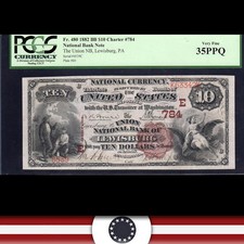 1882 $10 Brown Back; The Union National Bank, Lewisburg, Pa. Pcgs 35 Ppq 6539