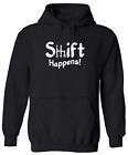 Funny Manual Stick Hoodie Sweater Letter Print Gear Clutch Shift Happens Manual