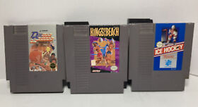 Nintendo NES 3 game Lot Ice Hockey-Kings Of The Beach-Double Dribble -GC