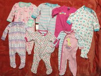 3-6 6 Months Baby Girl Footed Sleeper Lot Of 7 Spring Summer Light Weight Gerber
