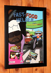 1998 South Park Rally PS1 N64 Dreamcast Werbeblatt Gerahmt Poster Ad Page Framed