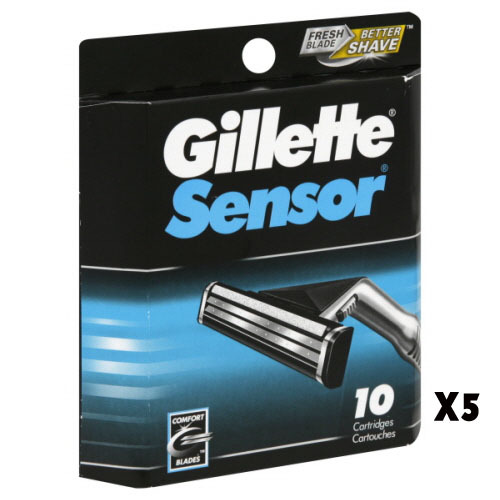 50 Gillette Sensor Razor Blade Refills Cartridges, 5 x 10 Pack eBay
