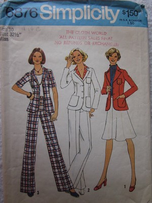 6876 vintage simplicity pattern misses jacket pants skirt 1970s