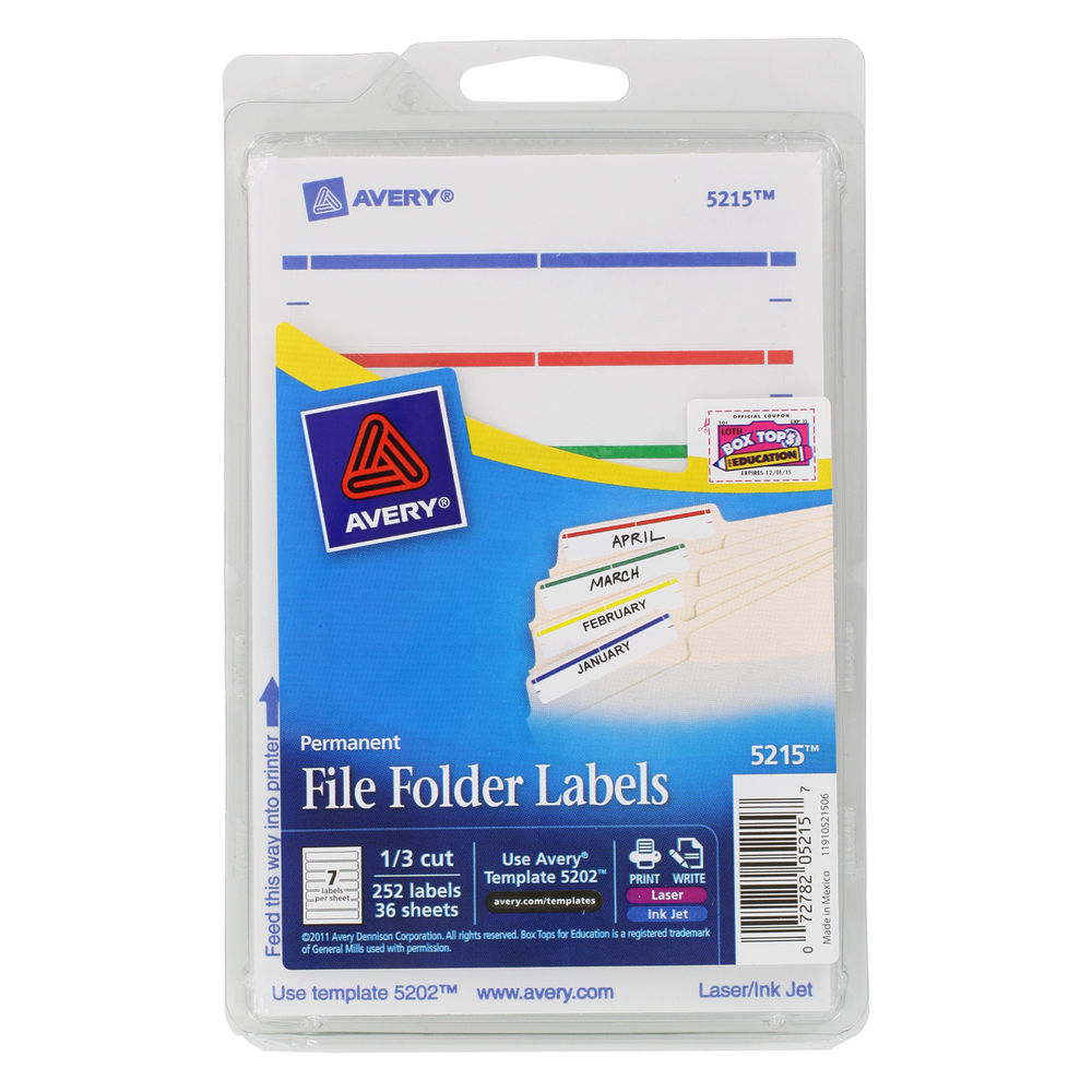Avery PrintOrWrite Permanent Inkjet/Laser File Folder Labels, 5215
