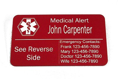 Diabetic Wallet Medical Alert Card Custom Engraved ID Information Cards