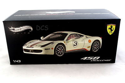 FERRARI 458 CHALLENGER WHITE 3 HOT WHEELS ELITE 1/43 DIECAST CAR X5505