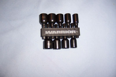 NEW WARRIOR 9 PIECE SAE MAGNETIC QUICK RELEASE NUTSETTER HEX SHANK FOR DRILL
