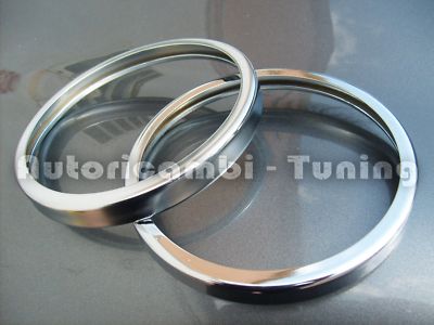 COPPIA CORNICI GHIERE BASSE FARO PER FIAT 500 N D ALLUMINIO LUCIDO EPOCA