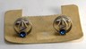 VINTAGE SILVER PLATED BLUE RHINESTONE MEN'S CUFFLINKS
