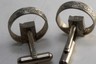 VINTAGE SILVER PLATED BLUE RHINESTONE MEN'S CUFFLINKS