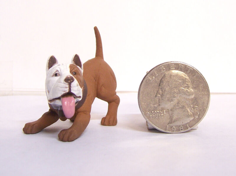 New Red Brown Pit bull Pitbull Dog 1.5" Diorama Figurine Figure Homie Hood Hound