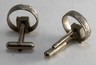VINTAGE SILVER PLATED BLUE RHINESTONE MEN'S CUFFLINKS