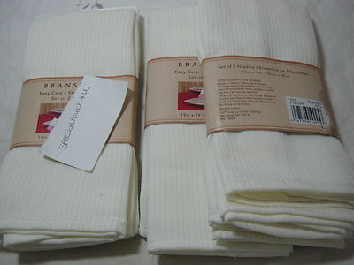 NEW Bardwil Linens Branston Off-White  NAPKINS Set of 6 - 19x19 NWT