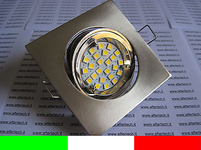 FARETTO LED INCASSO QUADRATO 120° GU10 BIANCO CALDO 3w 220v