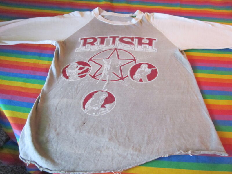 @@@ RUSH VINTAGE 70S CONCERT SHIRT HEAVY WEAR DISTRESSED FADED AND COOL @@@