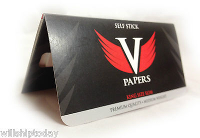 1 booklet Self Stick V Papers king size slim cigarette rolling papers