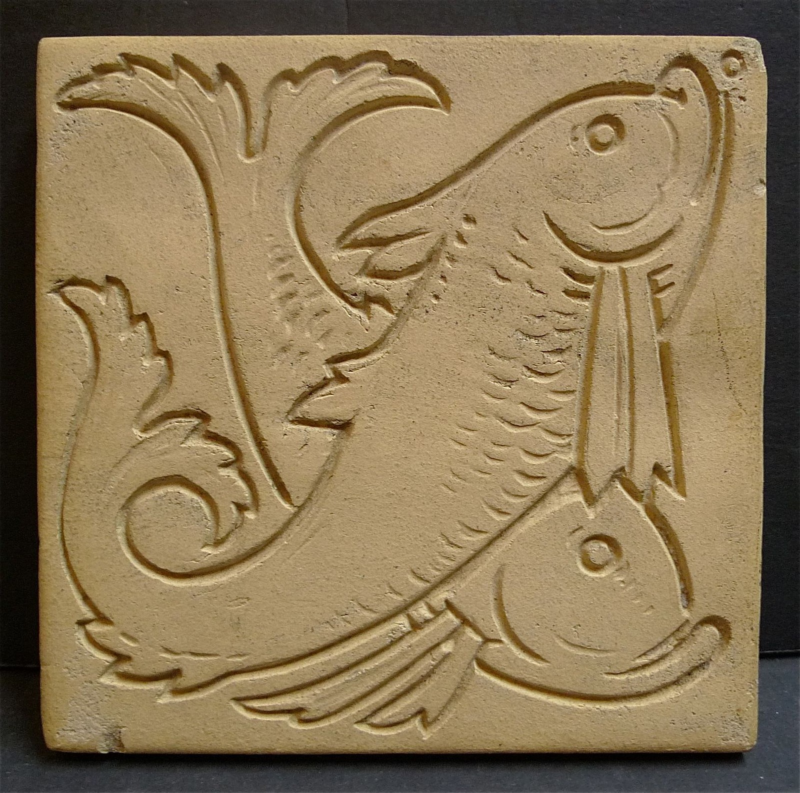 Weller Antique Unglazed Bisque Fish Tile eBay