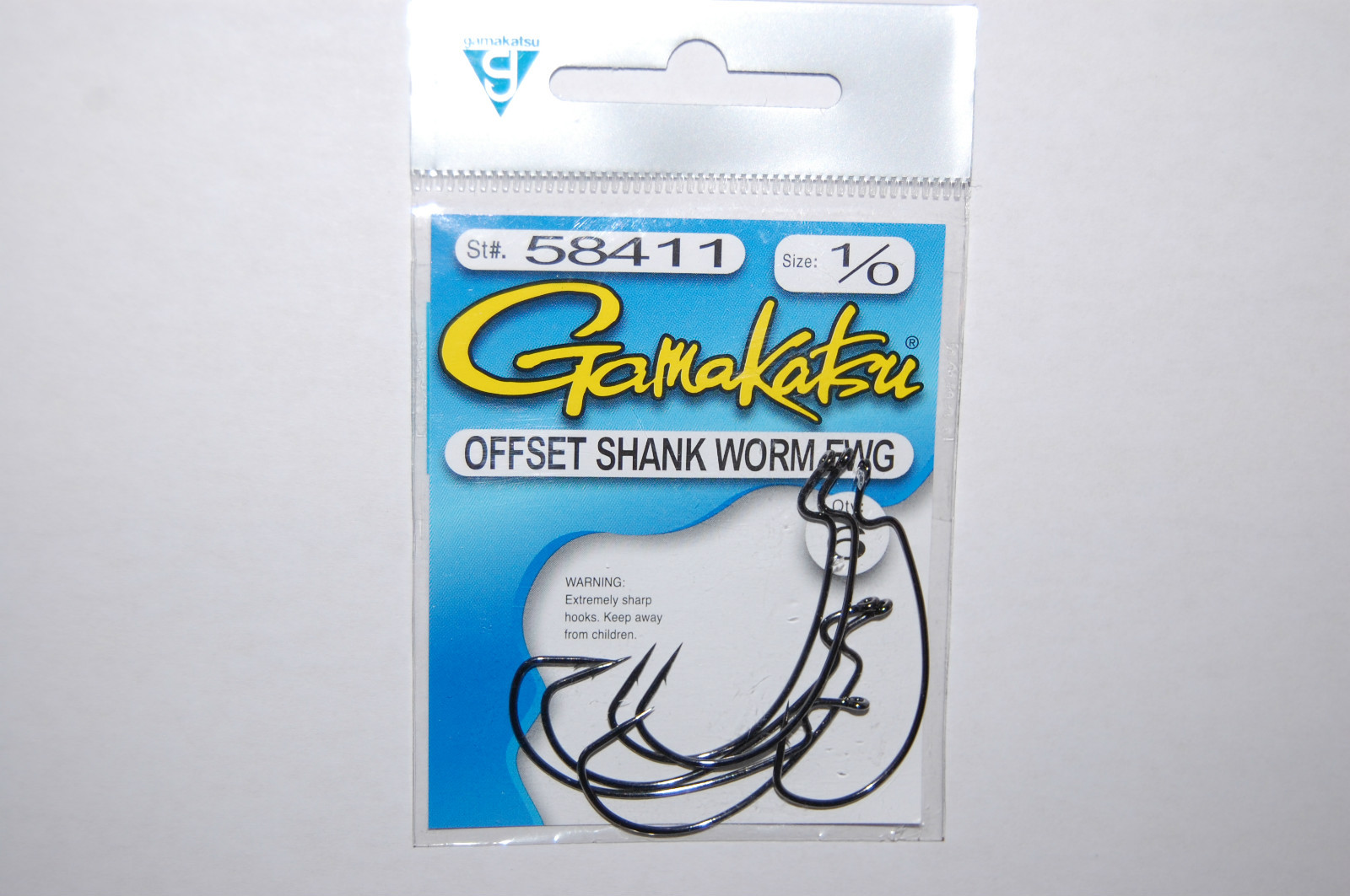 Gamakatsu 58411 Wide Gap Offset Shank Worm EWG Size 1/0