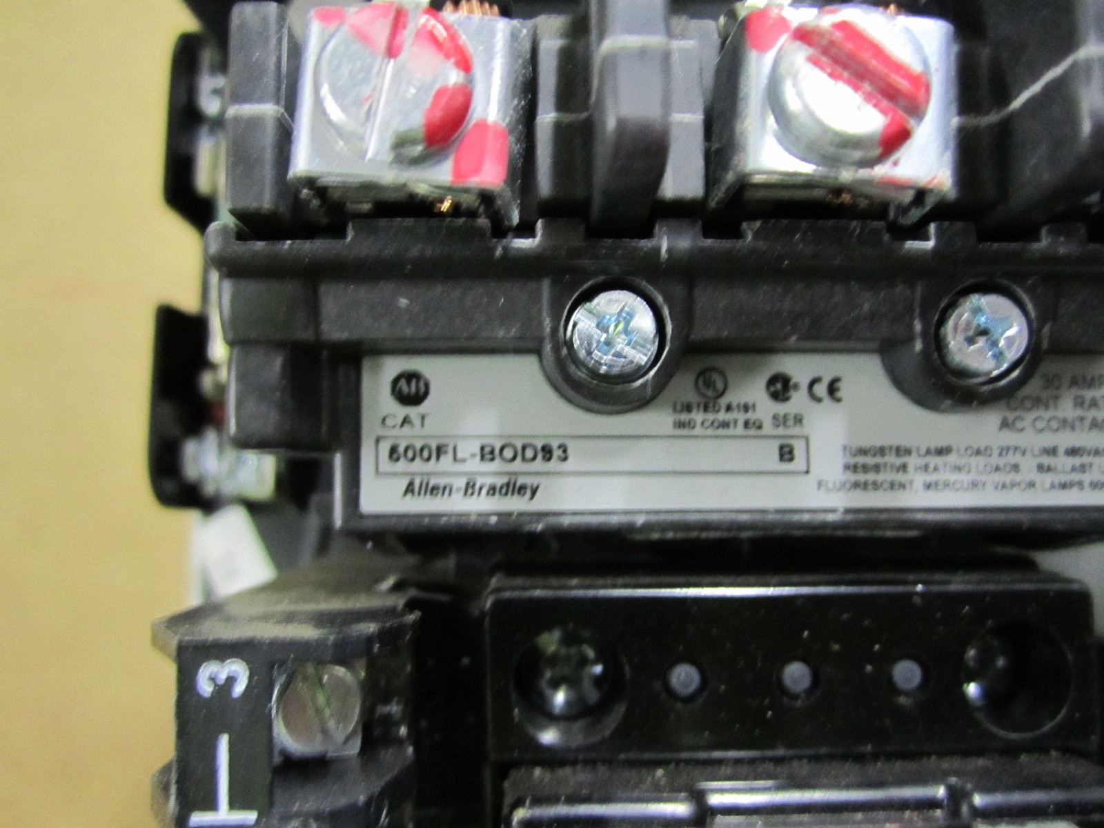 NEW ALLEN BRADLEY 1 SF 20A FEEDTHROUGH CONTACTOR 500FLBOD93 MCC