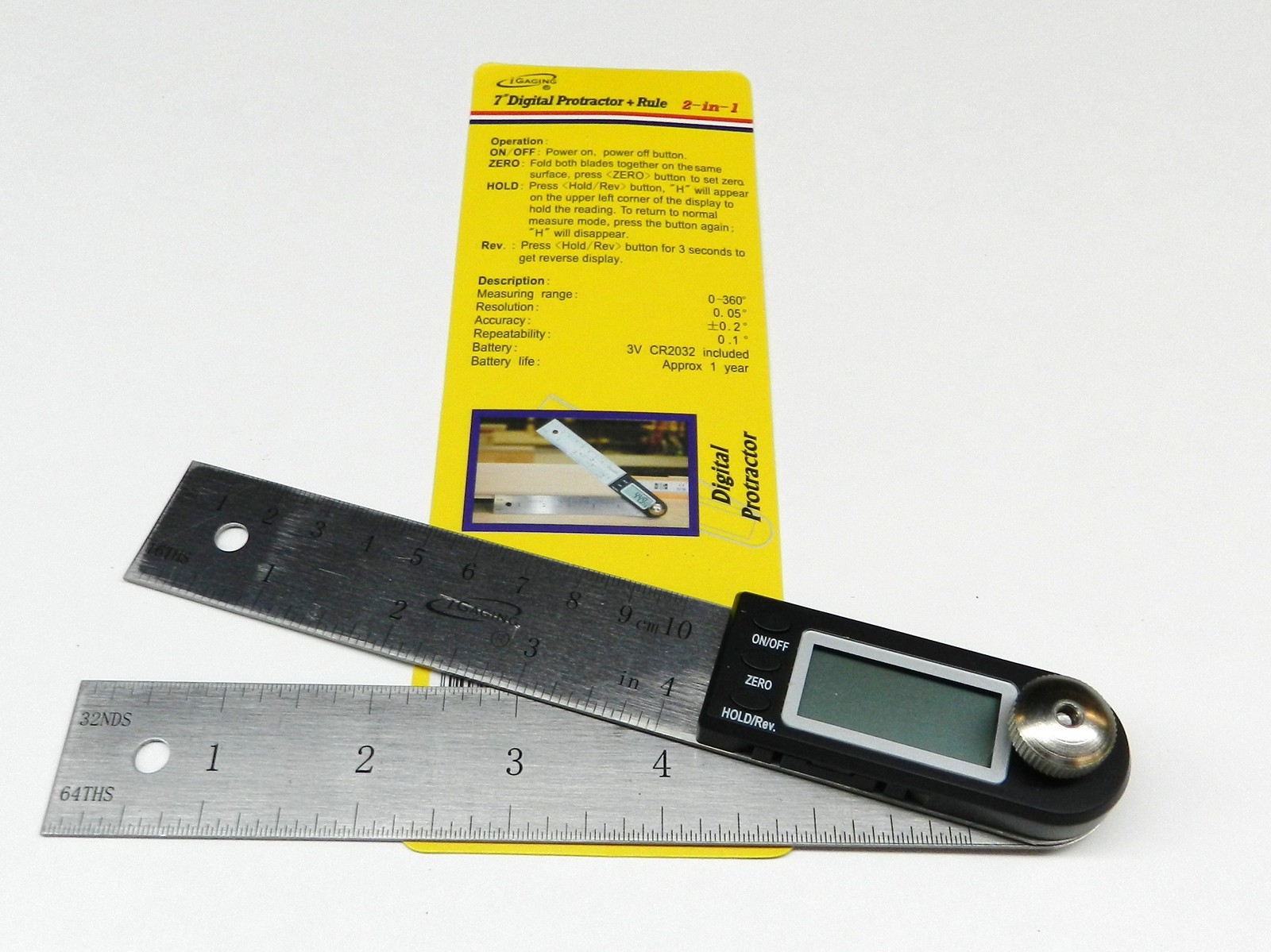 4" Digital Protractor + Rule iGAGING Electronic Angle Finder Goniometer