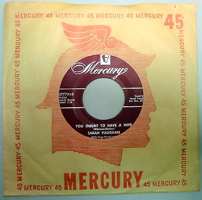 SARAH VAUGHAN 45 Mr. Wonderful / You Ought To Have A Wife MERCURY label MINT-