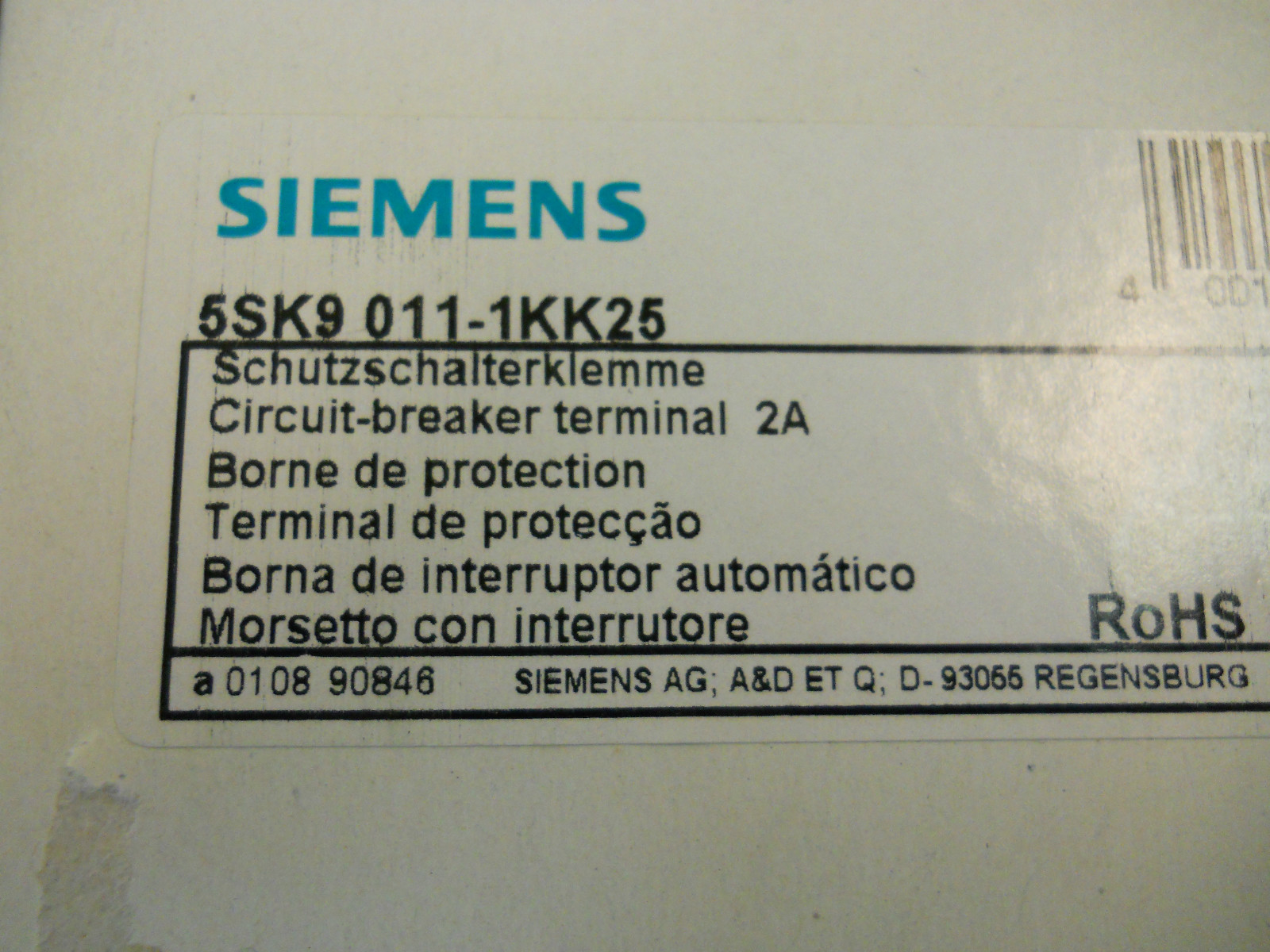 SIEMENS 5SK9 011-1KK25 TERMINAL CIRCUIT BREAKERS 2A 250V (SET OF 10 ...