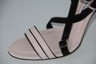 Pre-owned Manolo Blahnik Calestra Pale Pink Leather Black Strappy Sandals Shoes 38.5