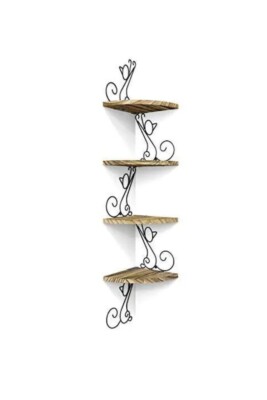   Alsonerbay Wall Mount Corner Shelves 4 Tier Floating Corner  Wood Shelves