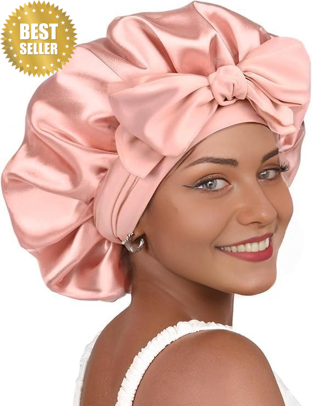 Satin Silk Bonnet Sleeping HYALURONIC Acid Satin Bonnet for Double Moisture Curl